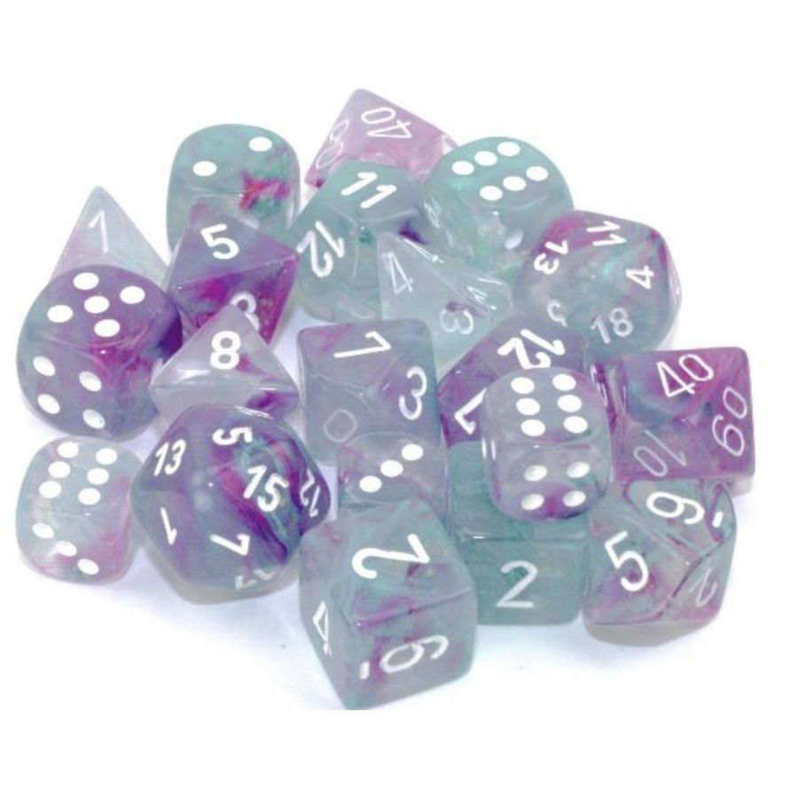 Chessex Nebula Luminary Wisteria with White 12mm d6 Dice Block (36 Dice)