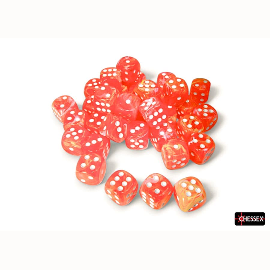 Chessex Festive Dahlia with White 12mm d6 Dice Block (36 Dice)