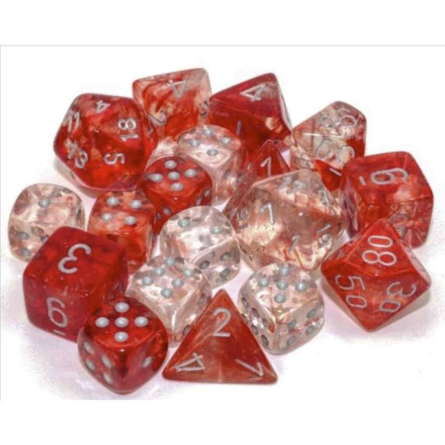 Chessex Nebula Luminary Red with Silver 12mm d6 Dice Block (36 Dice)