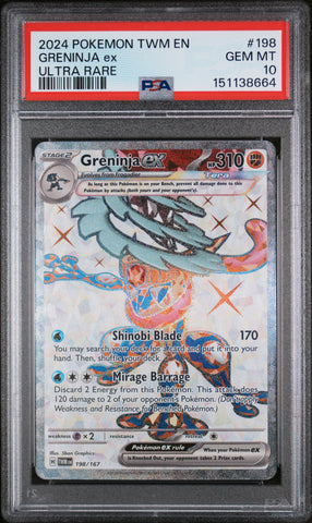 2024 Pokemon Twilight Masquerade Greninja ex 198 - PSA GEM MT 10 - 151138664
