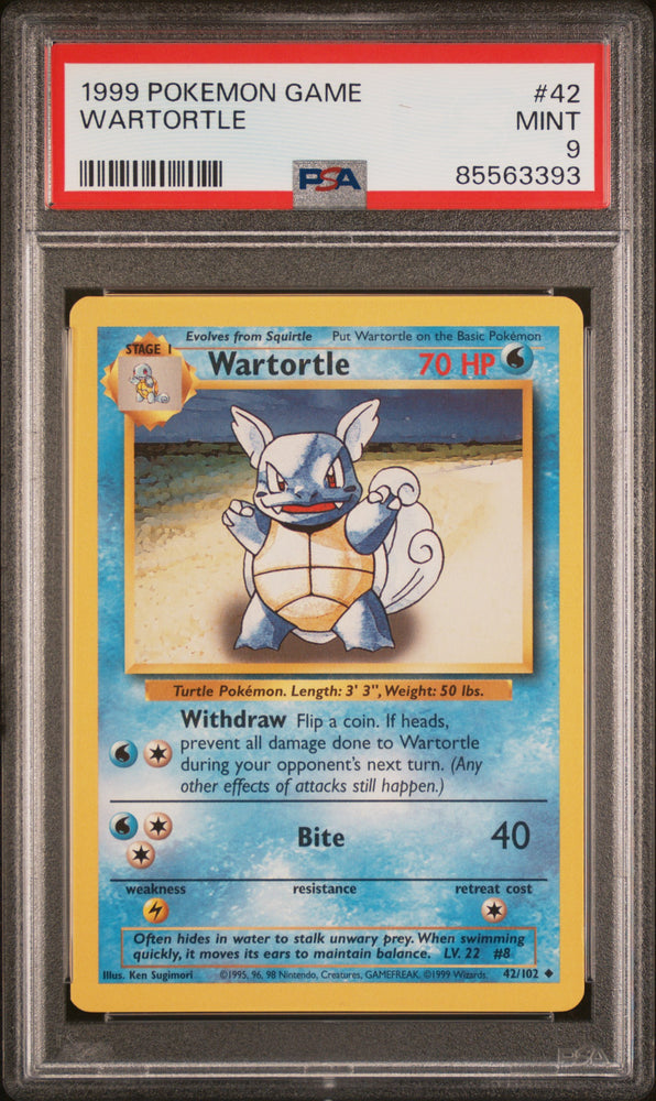 1999 Pokemon Base Set Wartortle 42 - PSA MINT 9 - 85563393