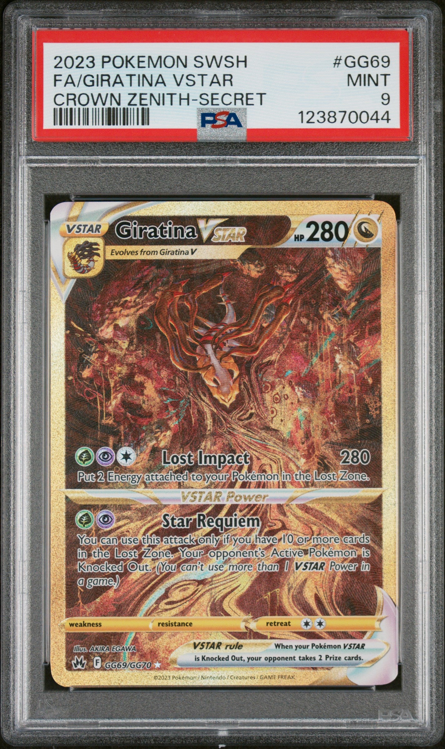 2023 Pokemon Sword And Shield Crown Zenith Giratina Vstar GG69 - PSA MINT 9 - 123870044
