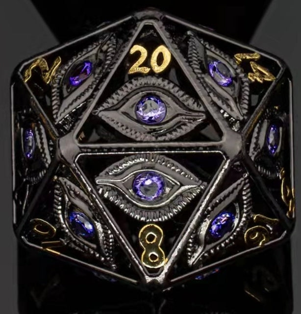 Dragon's Eye Hollow Metal Single D20 Dice