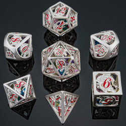 Hollow Dragon Polyhedral Dice Set Filled With Gems