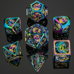 Hollow Dragon Polyhedral Dice Set Filled With Gems