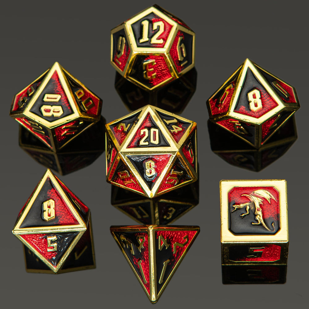 Draconis Solid Metal Polyhedral Dice set