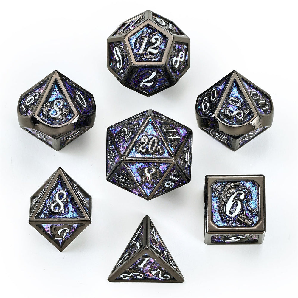 Solid Metal Dragon Polyhedral Dice Set