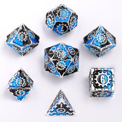 Solid Metal Gear Dice Polyhedral Dice Set