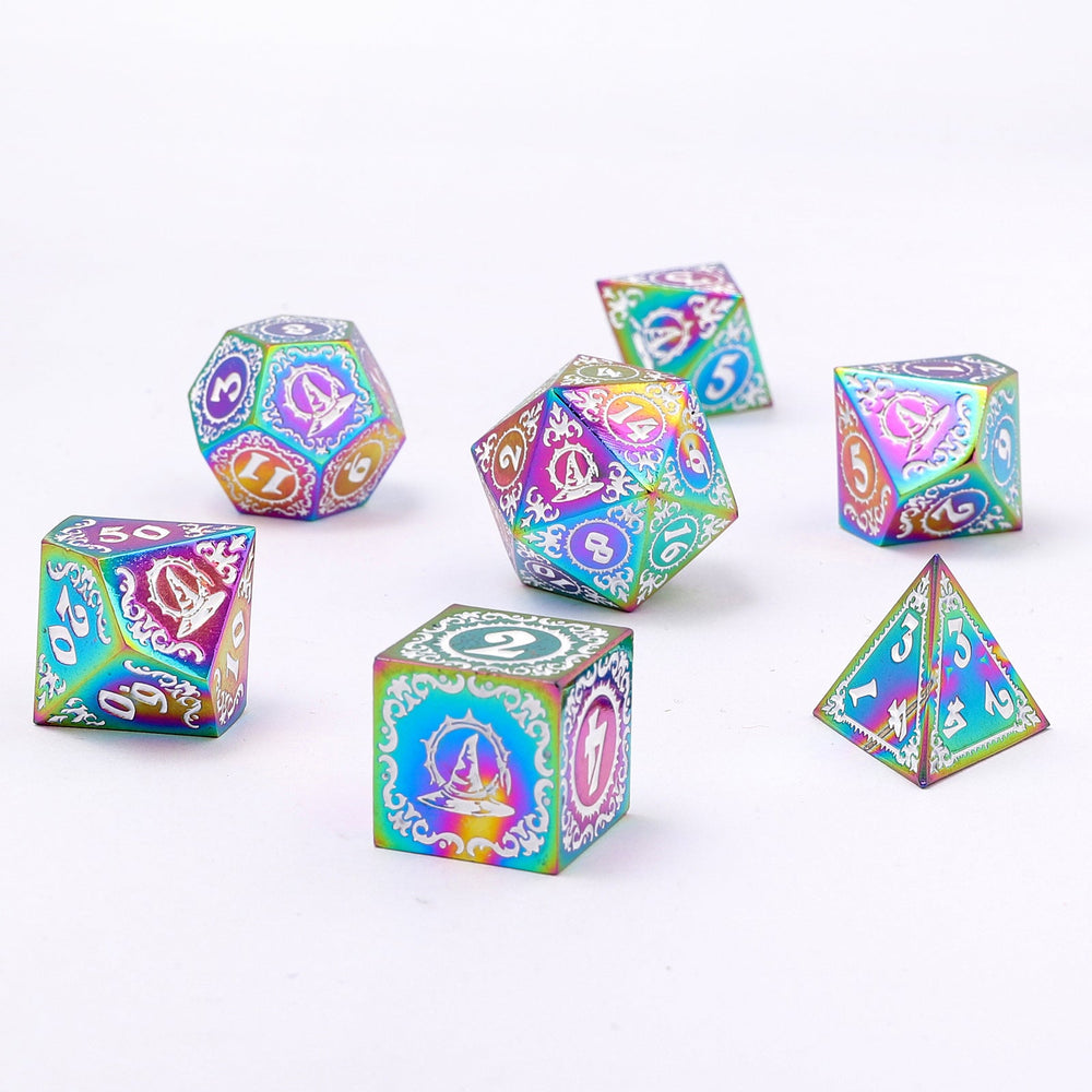 Wizard Solid Metal Polyhedral Dice Set