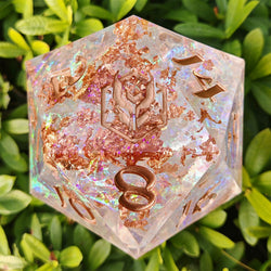 Captured Magic: 100mm Chonk D20 Hand Sanded Sharp Edge Resin Die