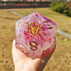 Captured Magic: 100mm Chonk D20 Hand Sanded Sharp Edge Resin Die