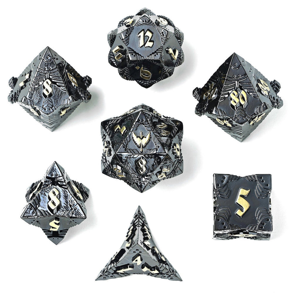 Solid Metal Paladin Class RPG Dice Set