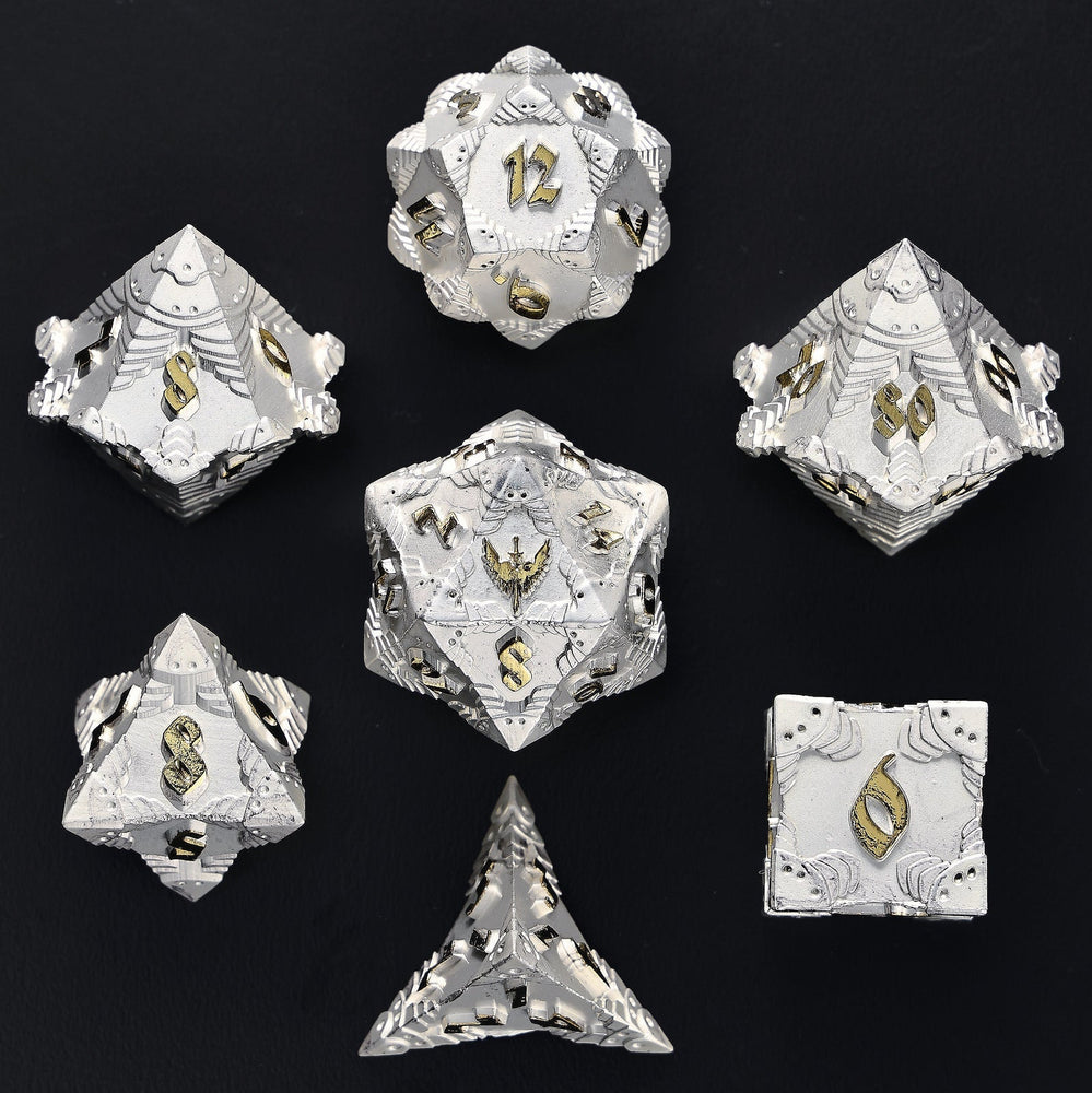 Solid Metal Paladin Class RPG Dice Set