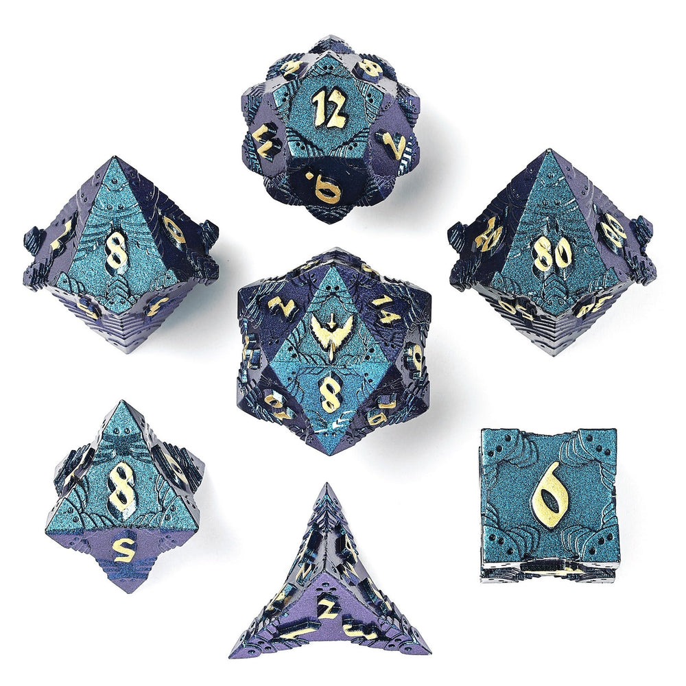 Solid Metal Paladin Class RPG Dice Set