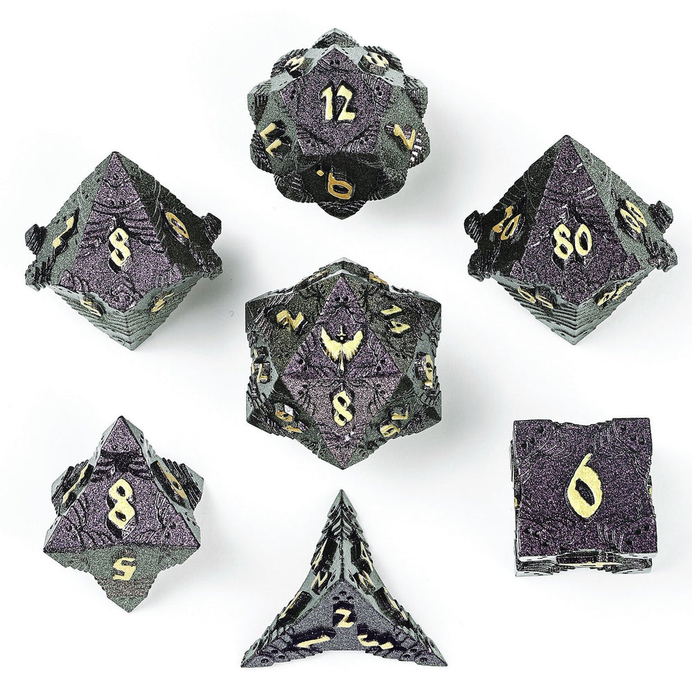Solid Metal Paladin Class RPG Dice Set
