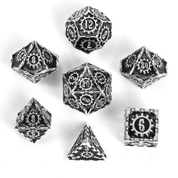 Solid Metal Gear Dice Polyhedral Dice Set