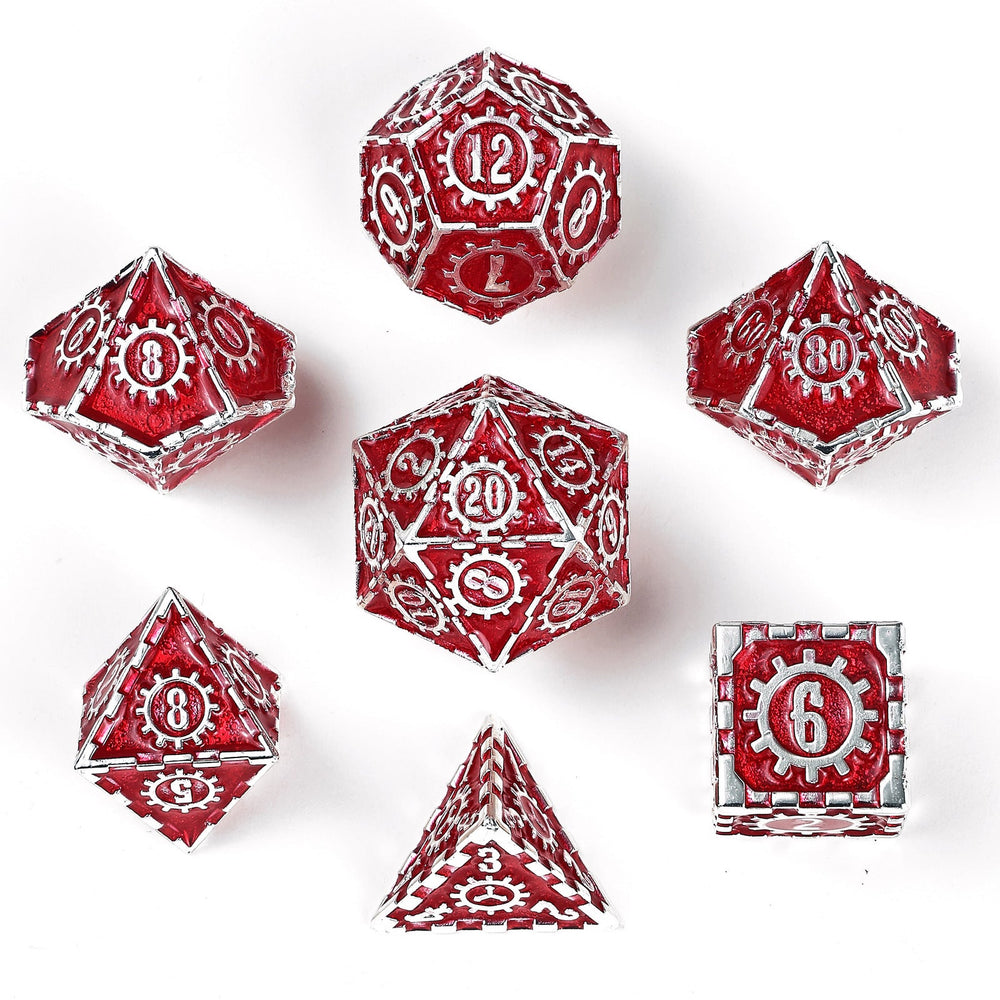 Solid Metal Gear Dice Polyhedral Dice Set