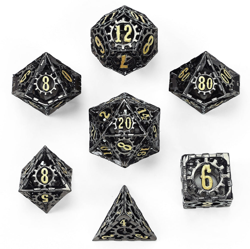Hollow Metal Cogcraft Polyhedral Dice Set