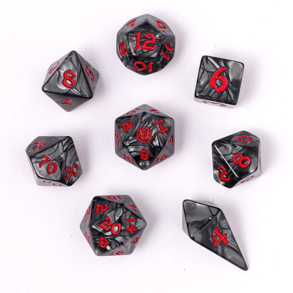 Wyrmforged Rollers Rounded Edge 8 Piece Polyhedral Dice set