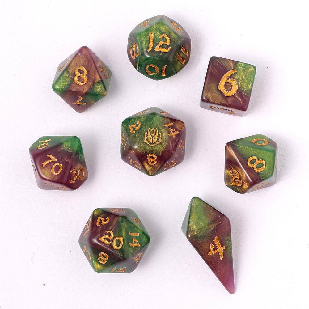 Wyrmforged Rollers Rounded Edge 8 Piece Polyhedral Dice set