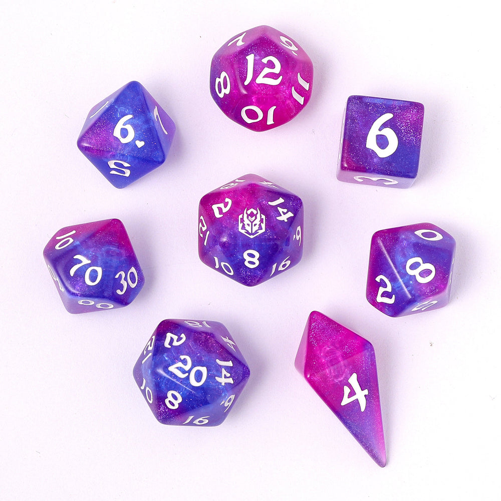 Wyrmforged Rollers Rounded Edge 8 Piece Polyhedral Dice set