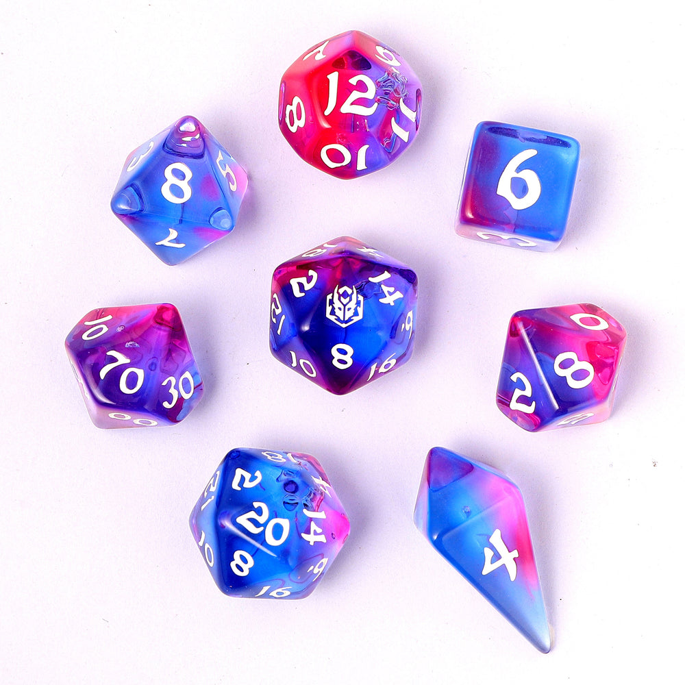 Wyrmforged Rollers Rounded Edge 8 Piece Polyhedral Dice set