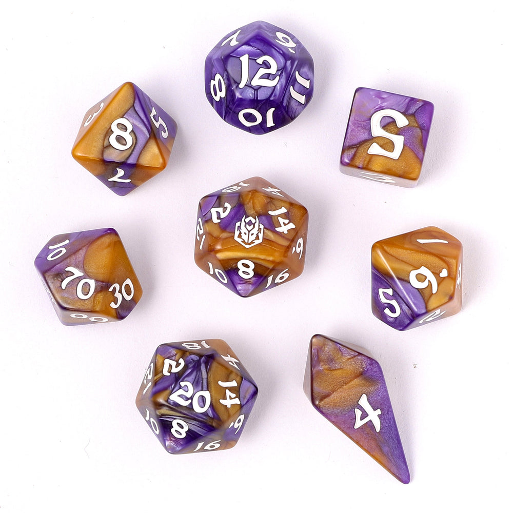 Wyrmforged Rollers Rounded Edge 8 Piece Polyhedral Dice set