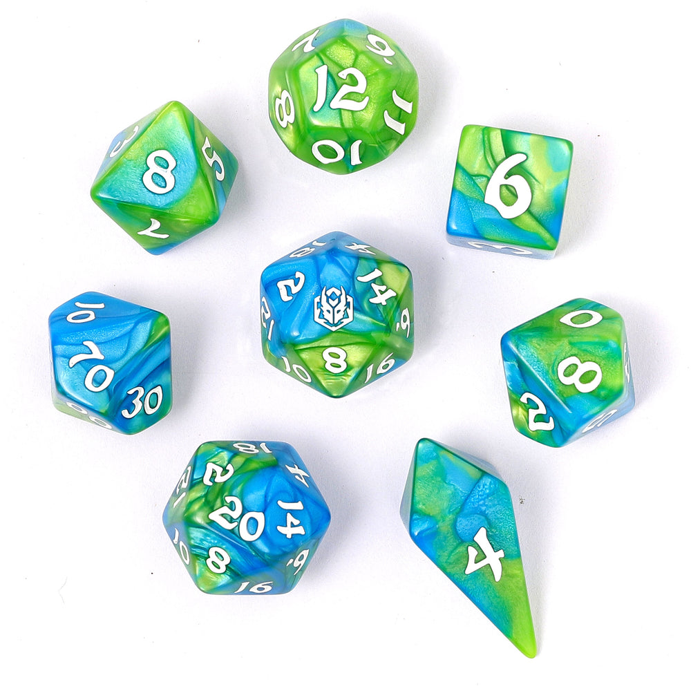 Wyrmforged Rollers Rounded Edge 8 Piece Polyhedral Dice set