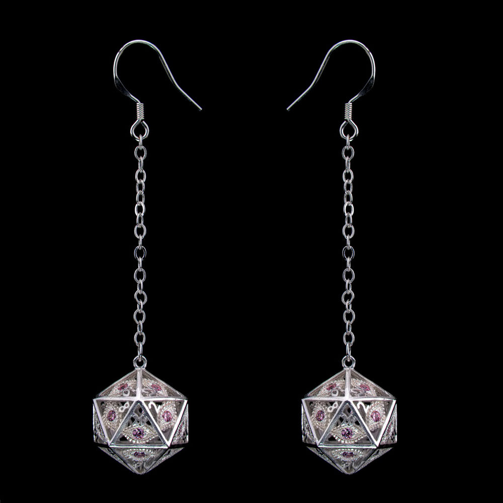 Dragon's Eye D20 Dice Earrings