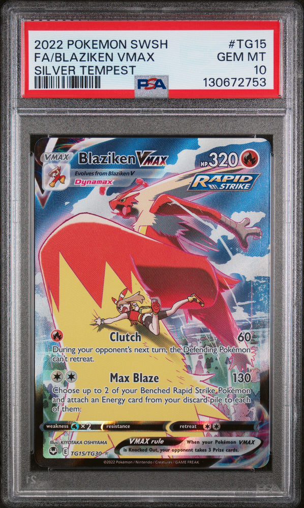 2022 Pokemon Sword & Shield Silver Tempest Blaziken Vmax TG15 - PSA GEM MT 10 - 130672753