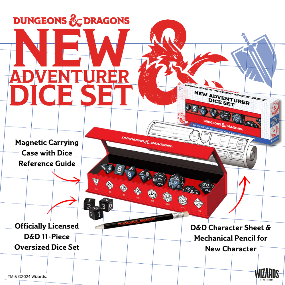 D&D New Adventurer Dice Set - Black