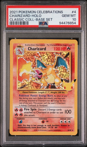 2021 Pokemon Celebrations Classic Collection Charizard Holo 4 - PSA GEM MT 10 - 94476854