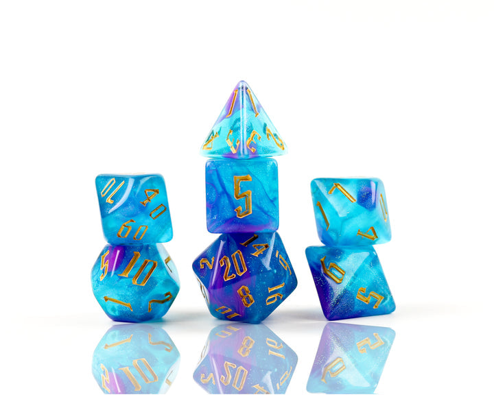 Sirius Dice 7ct Translucent Swirl Cerulean Nebula