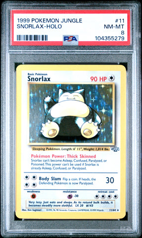 1999 Pokemon Jungle Snorlax-holo 11 - PSA NM-MT 8 - 104355279