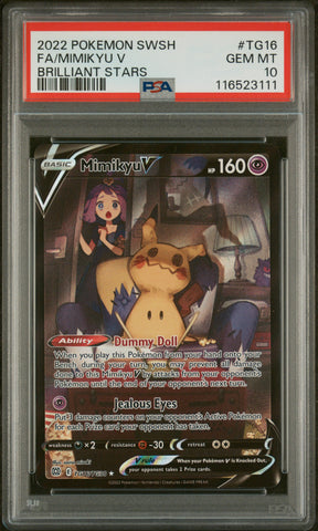 2022 Pokemon Sword & Shield Brilliant Stars Mimikyu V TG16 - PSA GEM MT 10 - 116523111