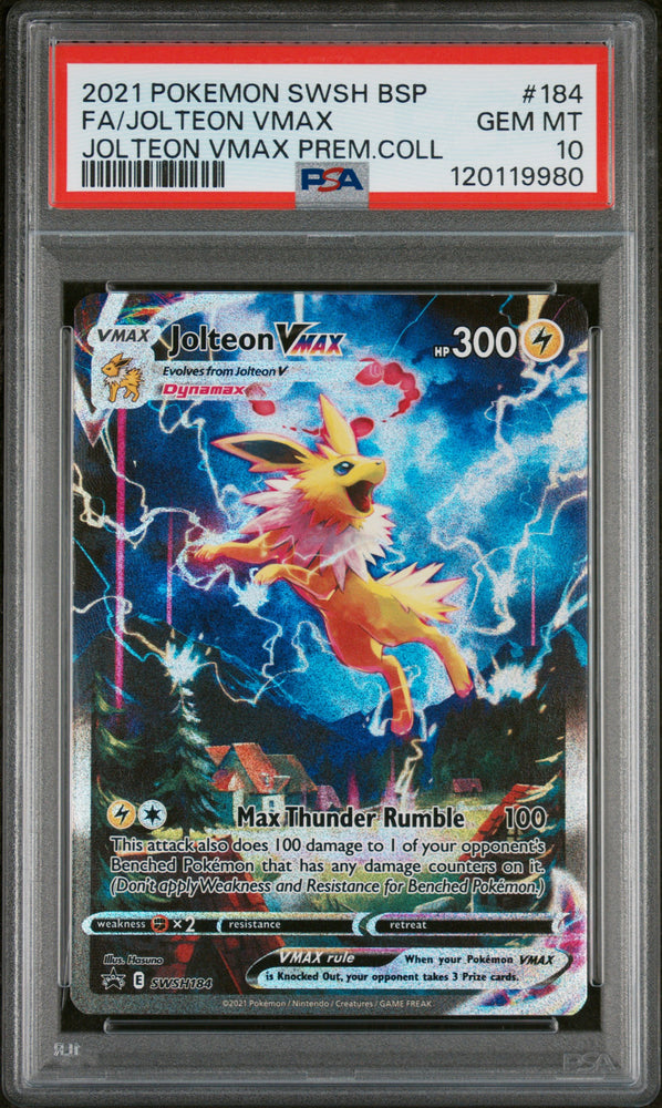 2021 Pokemon SWSH Black Star Promo Jolteon Vmax 184 - PSA GEM MT 10 - 120119980