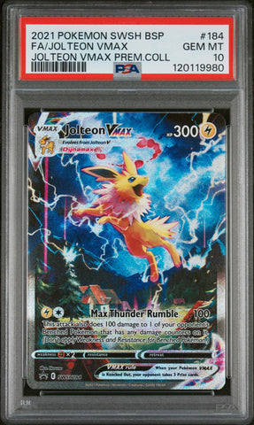 2021 Pokemon SWSH Black Star Promo Jolteon Vmax 184 - PSA GEM MT 10 - 120119980