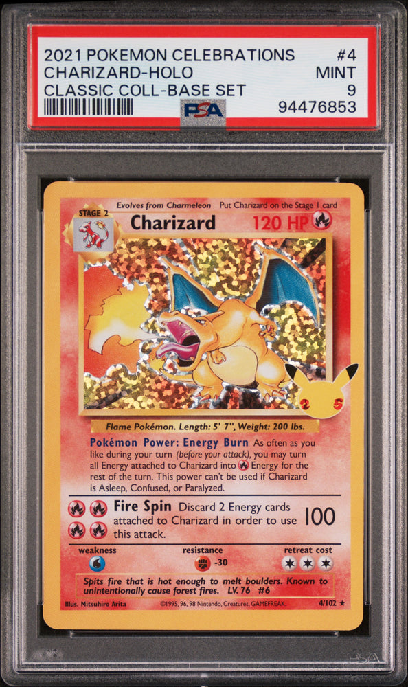 2021 Pokemon Celebrations Classic Collection Charizard Holo 4 - PSA MINT 9 - 94476853