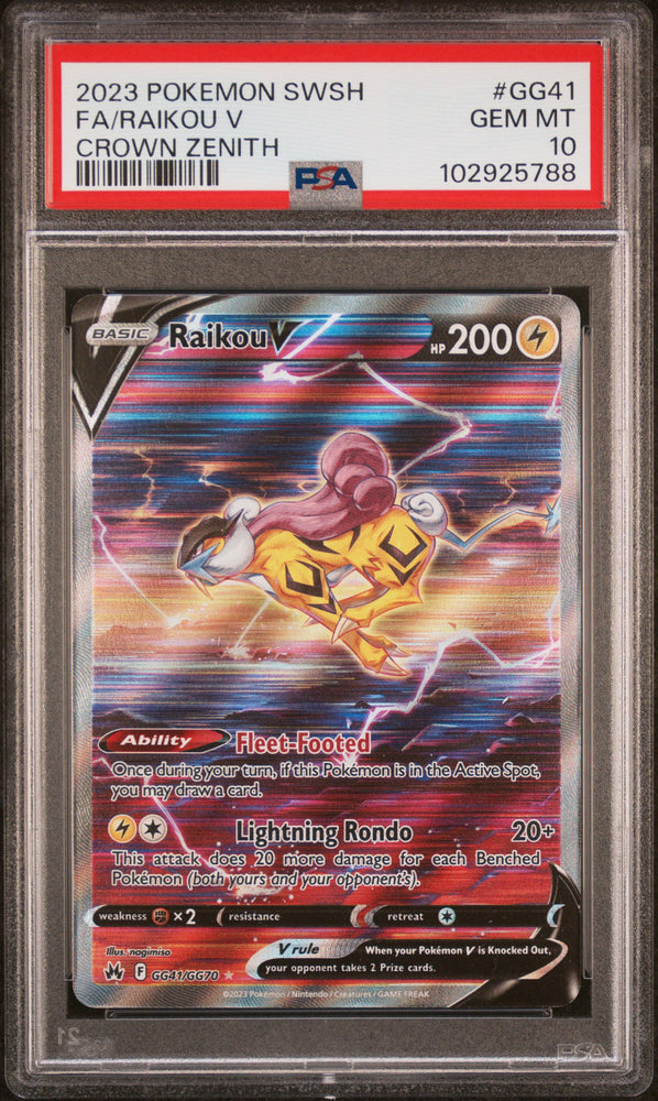 2023 Pokemon Sword And Shield Crown Zenith Fa/raikou V GG41 - PSA GEM MT 10 - 102925788