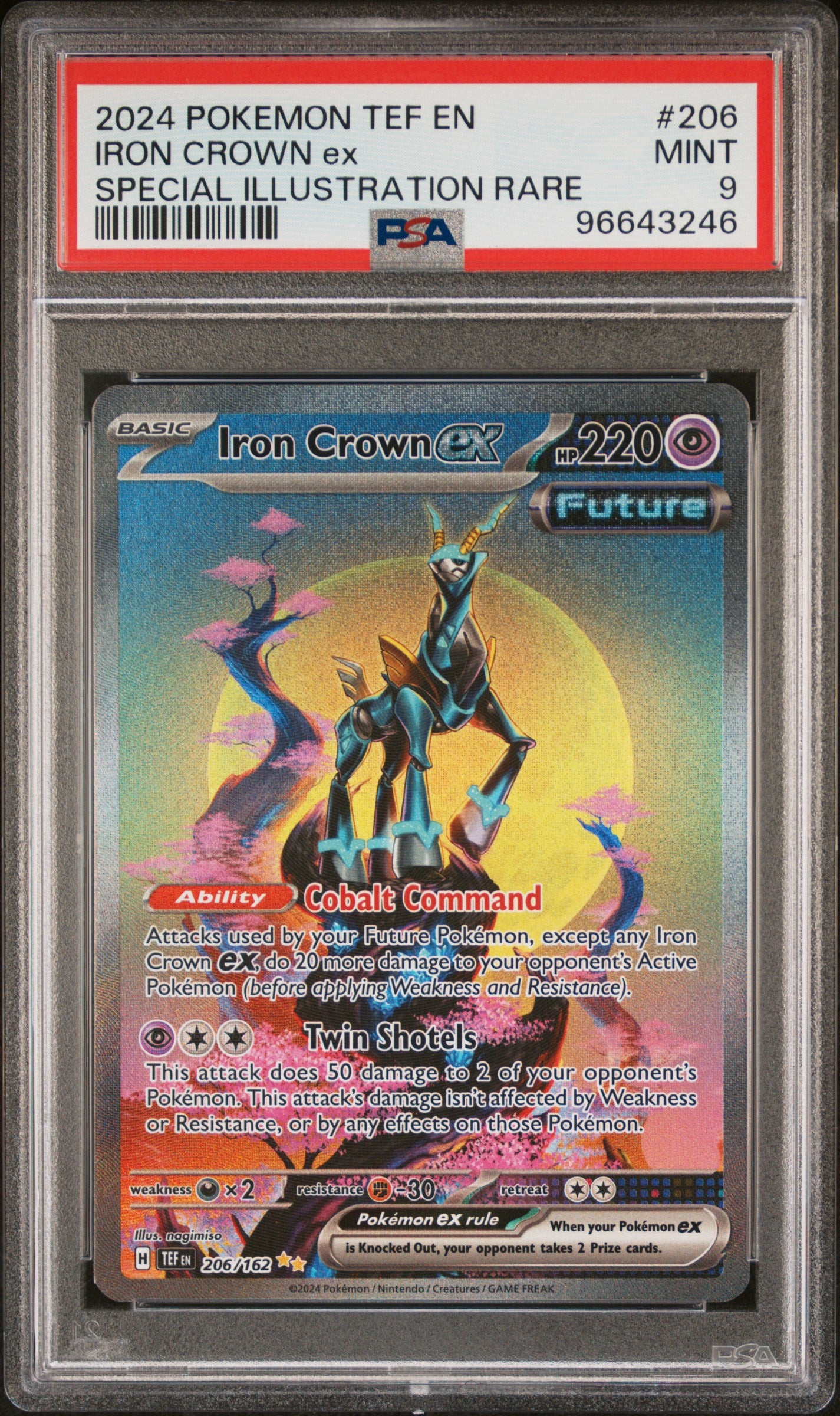 2024 Pokémon Temporal Forces Iron Crown Ex 206 - PSA MINT 9 - 96643246