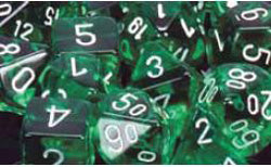 Chessex Translucent Green with White 16mm d6 Dice Block (12 Dice)