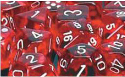 Chessex Translucent Red with White 12mm d6 Dice Block (36 Dice)