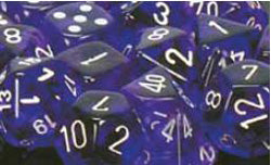 Chessex Translucent Purple with White 12mm d6 Dice Block (36 Dice)
