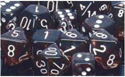 Chessex Translucent Smoke with White 12mm d6 Dice Block (36 Dice)