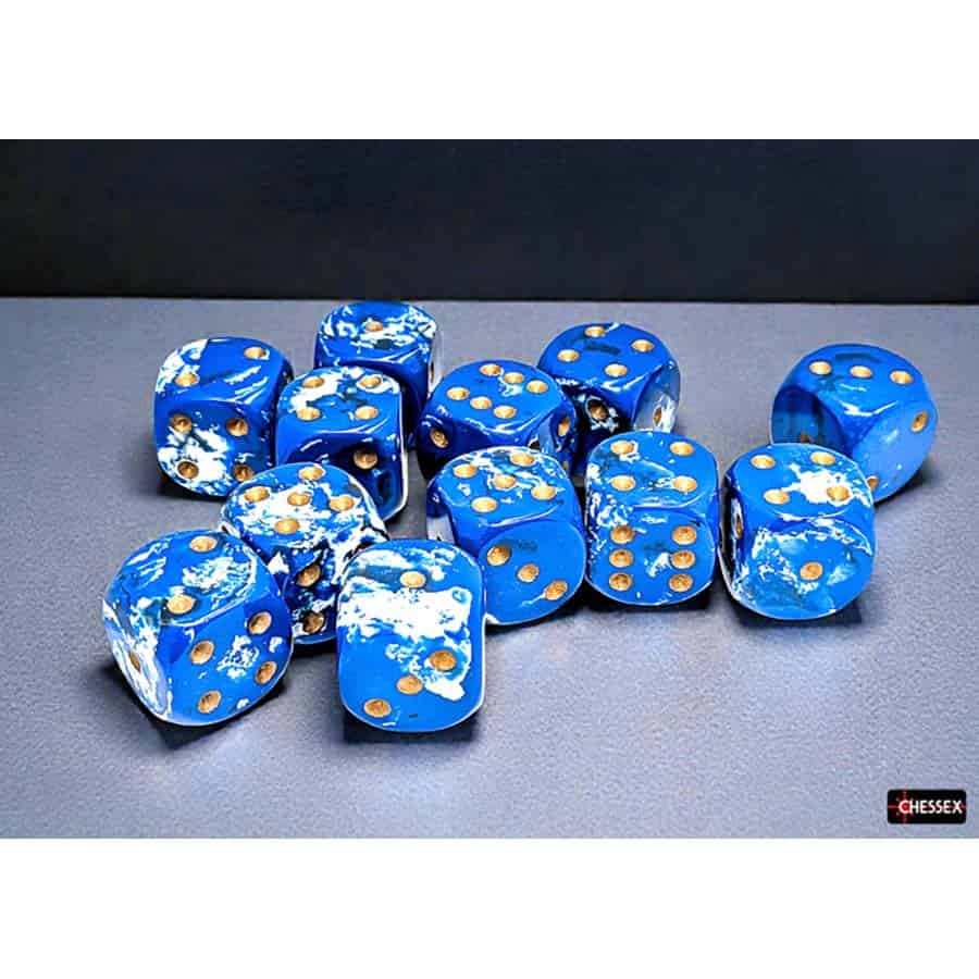 Chessex Brushed Wavebreak 16mm d6 Dice Block (12 Dice)