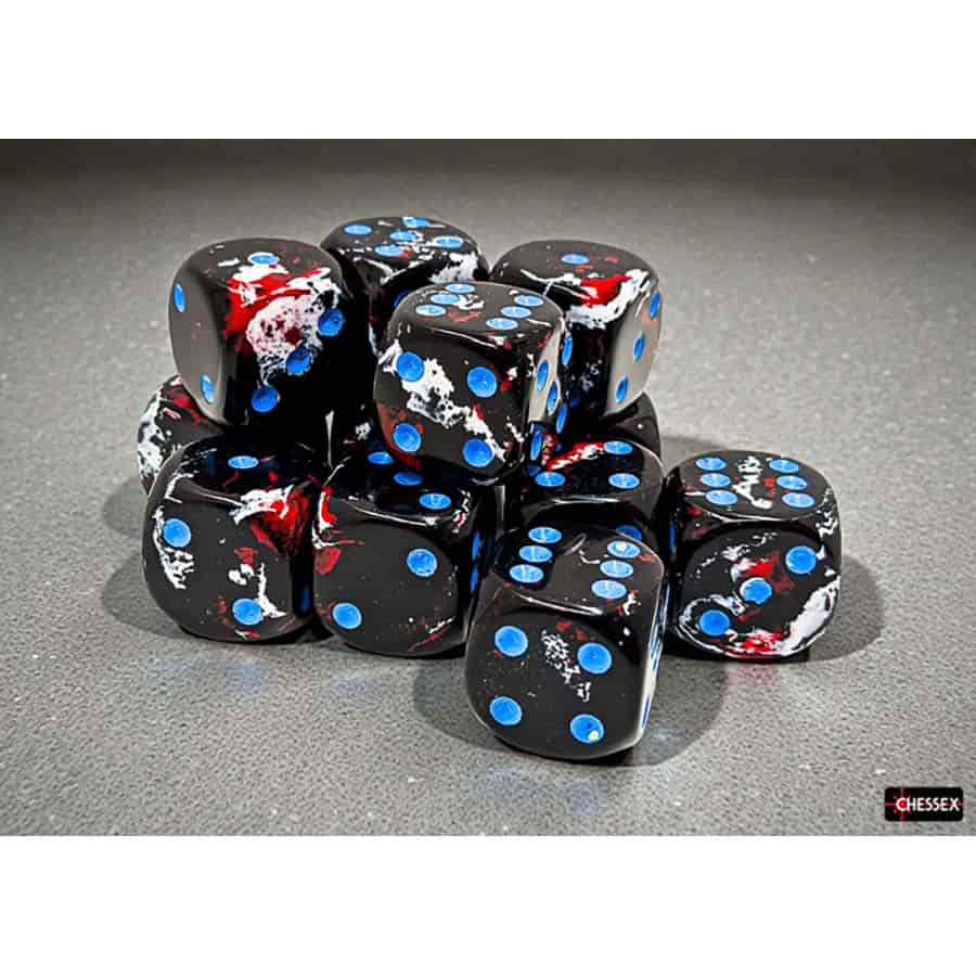 Chessex Brushed Dark Side 16mm d6 Dice Block (12 Dice)