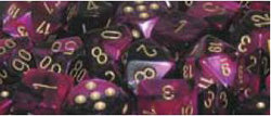 Chessex Gemini Black-Purple with Gold 16mm d6 Dice Block (12 Dice)