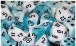 Chessex Gemini Teal-White with Black 16mm d6 Dice Block (12 Dice)