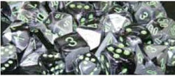 Chessex Gemini Black-Grey with Green 16mm d6 Dice Block (12 Dice)