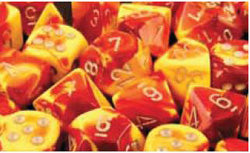 Chessex Gemini Red-Yellow with Silver 16mm d6 Dice Block (12 Dice)